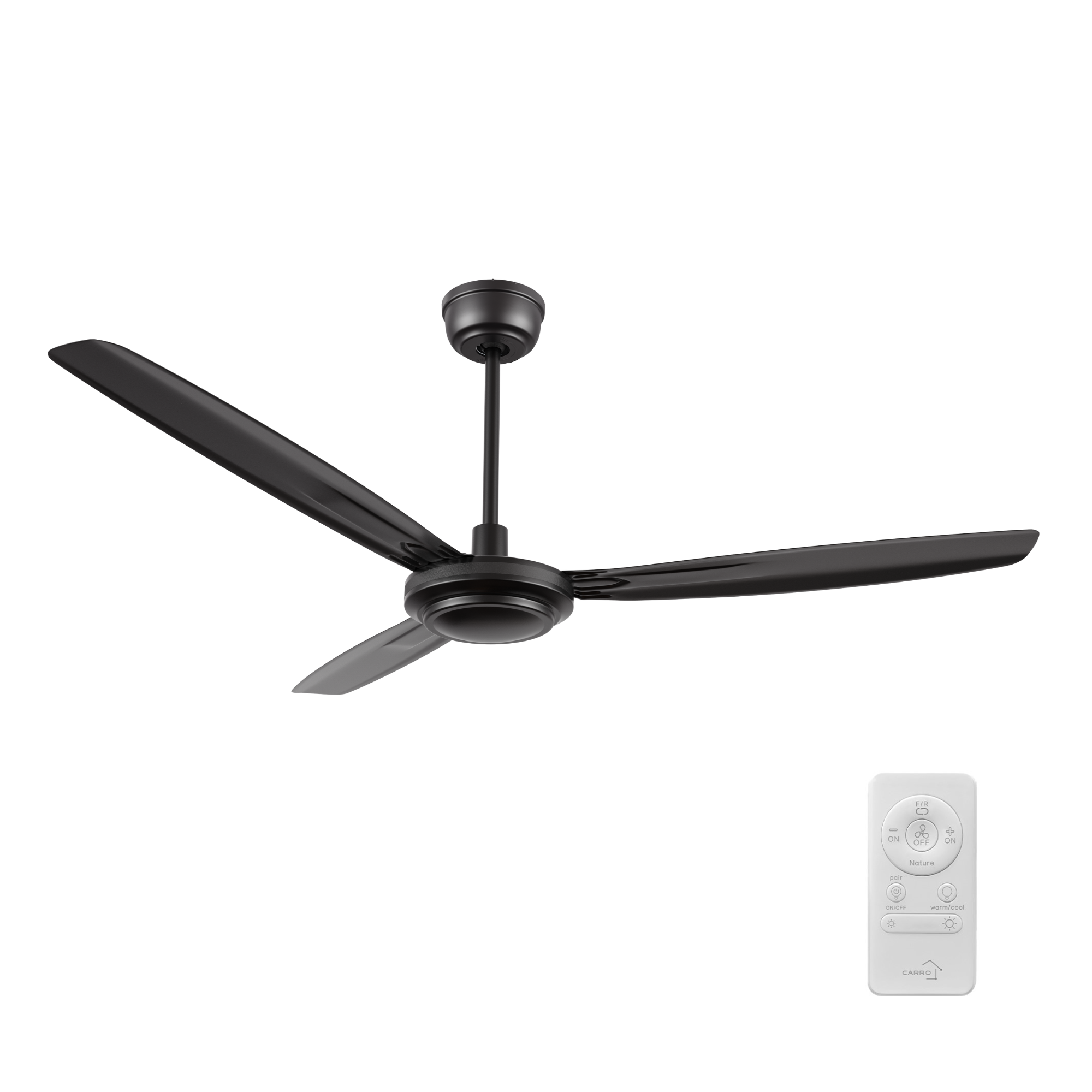 OBERON 56 inch 3-Blade No Light Ceiling Fan with Remote