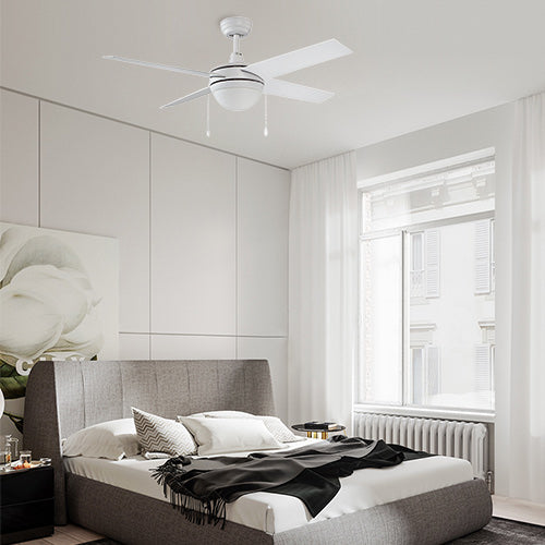 EVERETT 48 inch 4-Blade Ceiling Fan with Pull Chain-White/White
