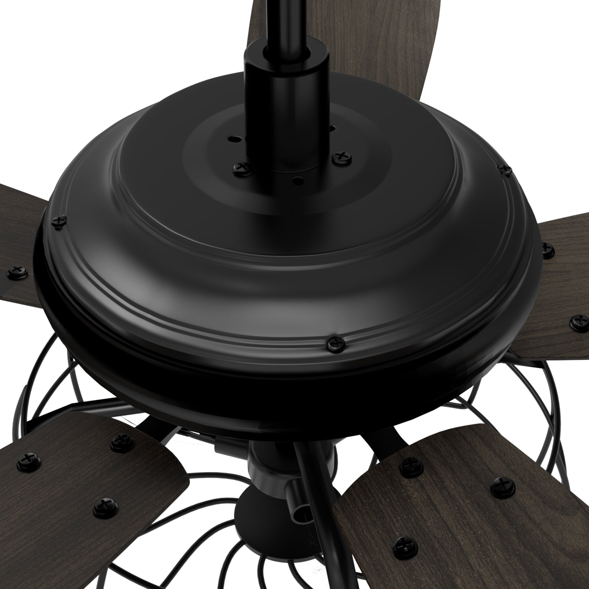 Carro USA HUNTLEY 52 inch 5-Blade Industrial Vintage Smart Ceiling Fan with Light & Remote Control - Black/Walnut fan blades