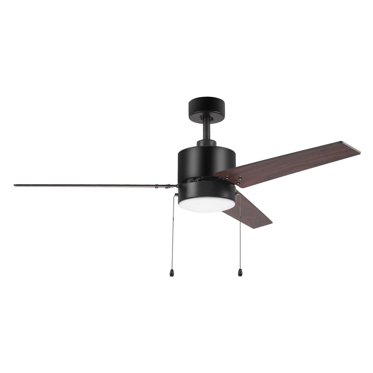 Carro USA EMPIRE 52 inch 3-Blade Ceiling Fan with Pull Chain - Black/Black & Cherrywood (Reversible Blades)