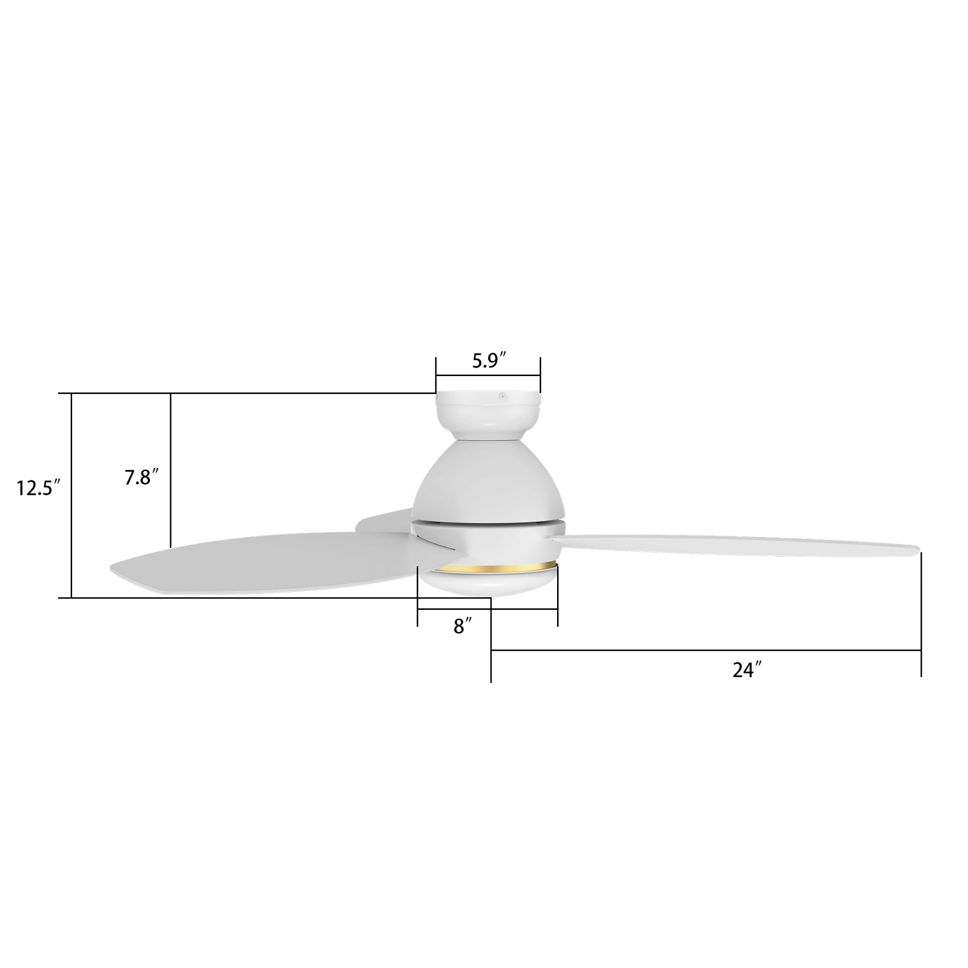Carro HOBART 48 inch 3-Blade Flush Mount Smart Ceiling Fan with LED Light Kit & Remote- White/White