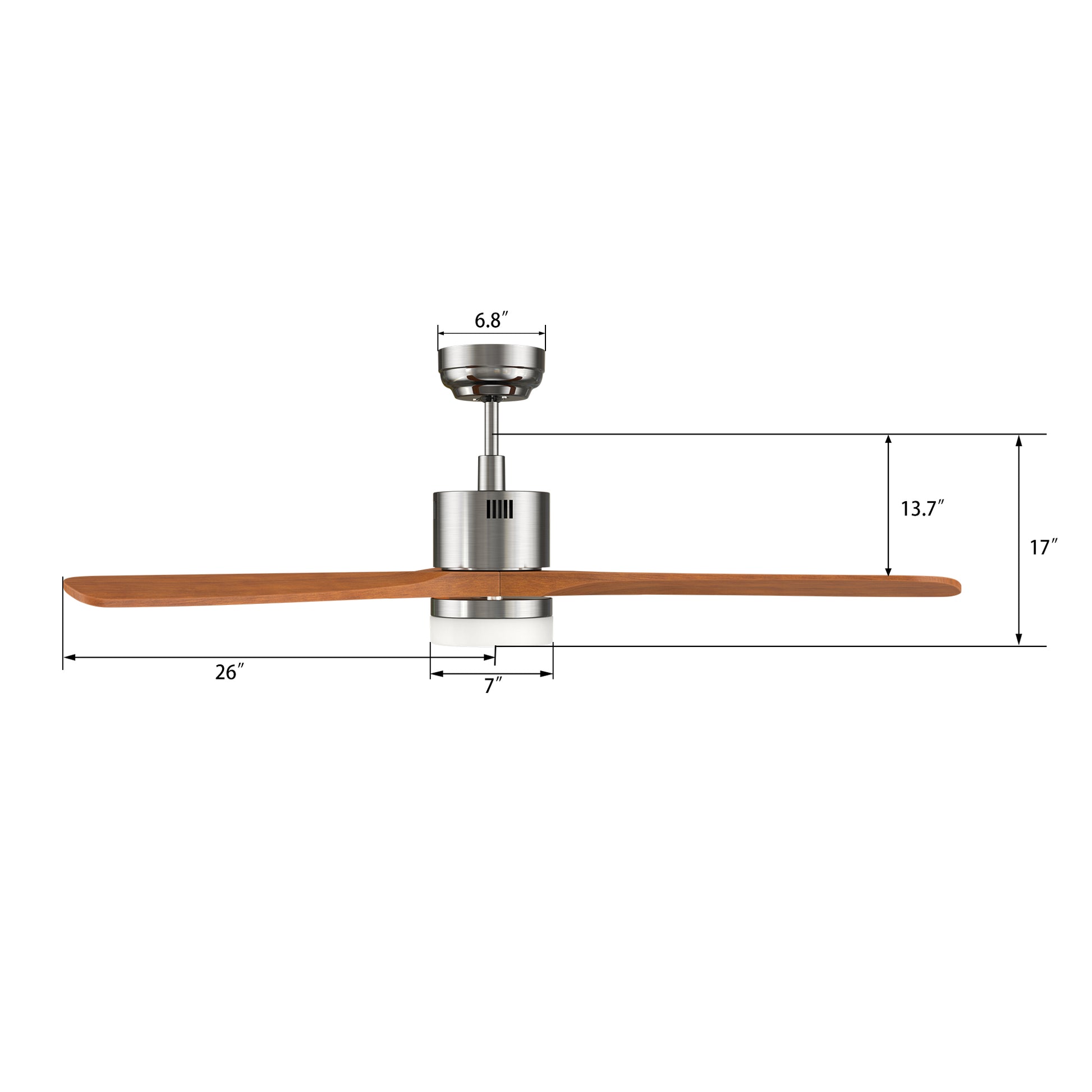 Carro PALMER 52 inch 3-Blade Smart Ceiling Fan with LED Light Kit & Remote- Silver/Antique Walnut