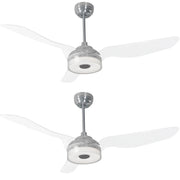 Carro FLETCHER 56 inch 3-Blade Smart Ceiling Fan with LED Light Kit & Remote - Silver/Clear (Set of 2)