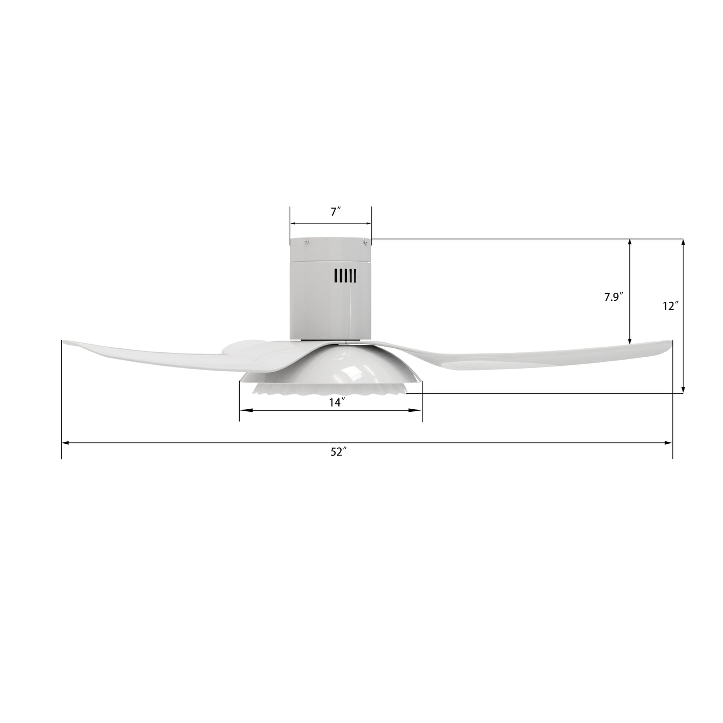 Carro DAFFODIL 52 inch 3-Blade Flush Mount Smart Ceiling Fan with LED Light Kit and Remote - White/White