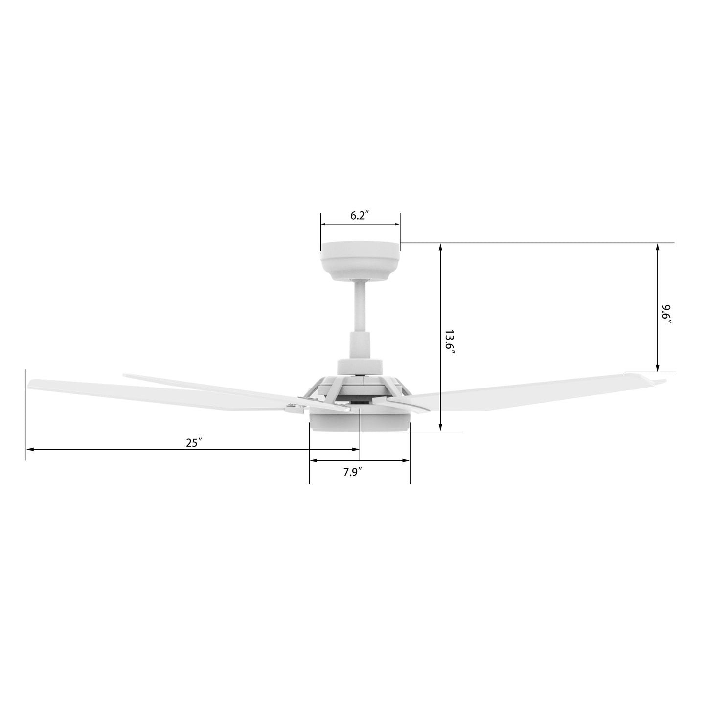 Carro WOODROW 52 inch 5-Blade Smart Ceiling Fan with LED Light Kit & Remote - White/White