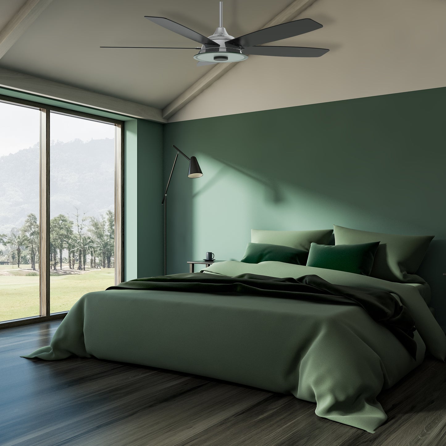 Carro USA JOURNEY 52 inch 5-Blade Smart Ceiling Fan with LED Light Kit & Remote - Silver/Black fan blades