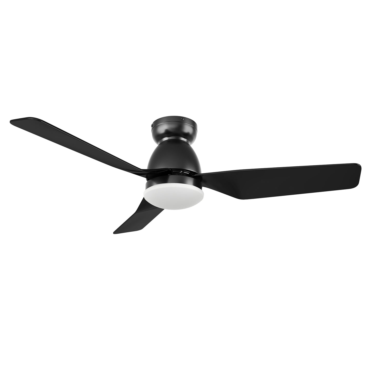 Carro USA KENSEE 44 inch 3-Blade Flush Mount Smart Ceiling Fan with LED Light Kit & Remote - Black/Black