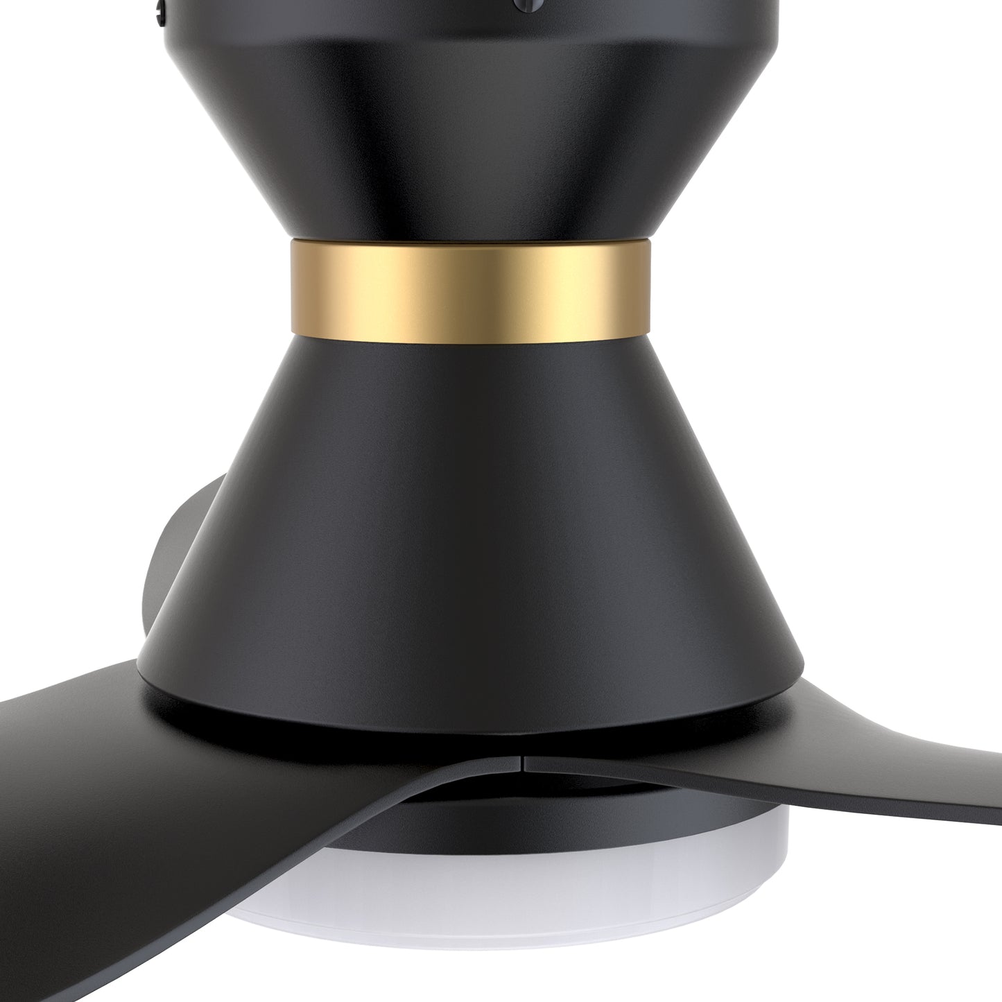 Carro RYATT 45 inch 3-Blade Flush Mount Smart Ceiling Fan with LED Light Kit & Remote- Black/Black (Gold Detail)