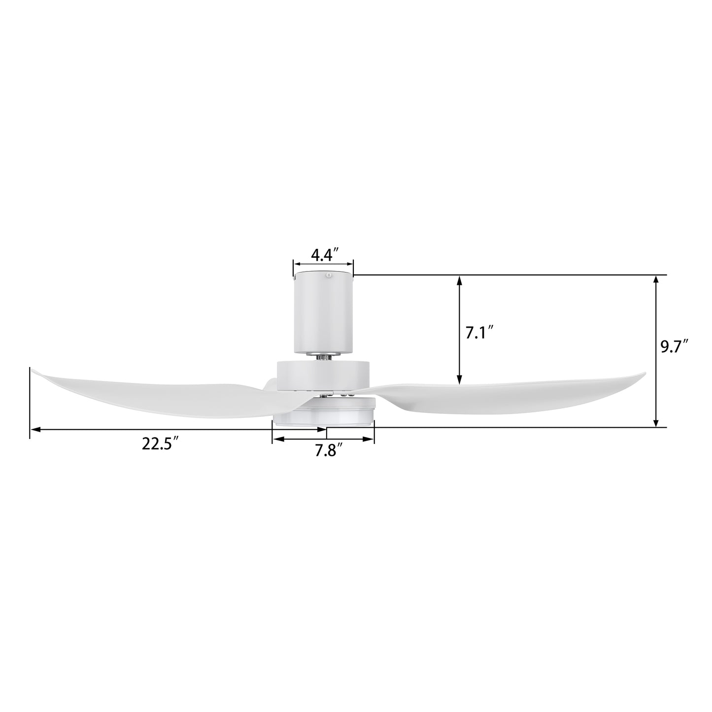 Carro RYNA 45 inch 3-Blade Flush Mount Smart Ceiling Fan with LED Light Kit & Remote- White/White