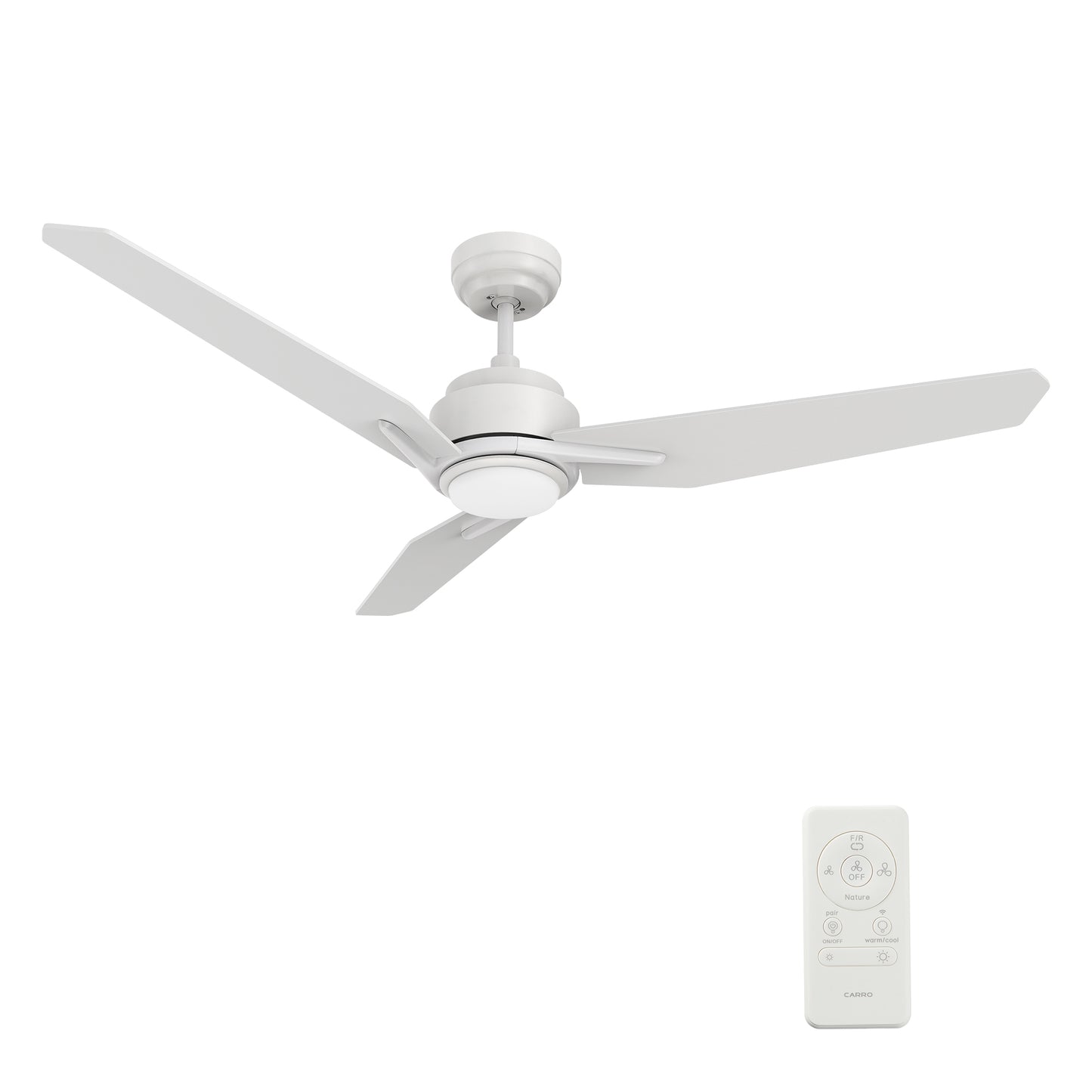 CALEN 48 inch 3-Blade Smart Ceiling Fan with LED Light Kit & Remote Control- White/White