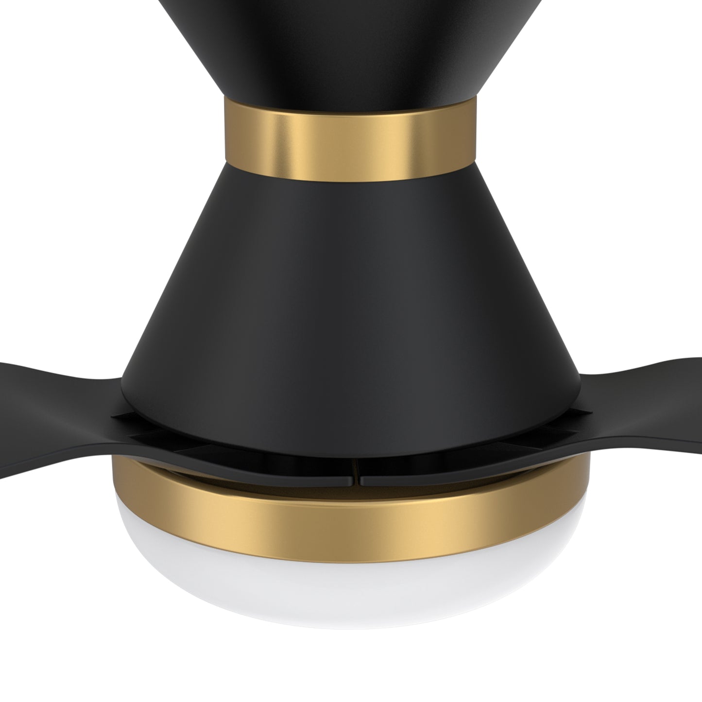 Carro SPEZIA 52 inch 3-Blade Flush Mount Smart Ceiling Fan with LED Light Kit & Remote - Black/Black (Gold Detail)
