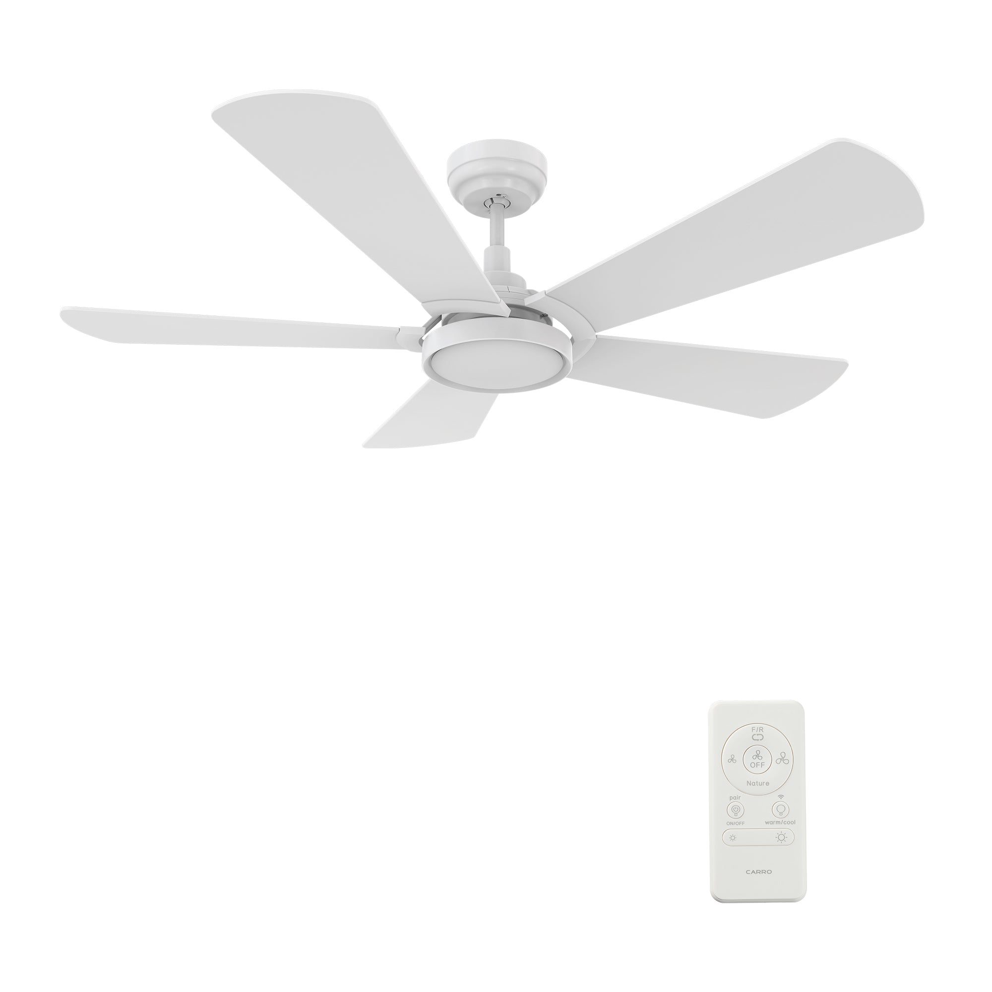 BRISA 52 inch 5-Blade Smart Ceiling Fan with LED Light Kit & Remote  Control- White/White