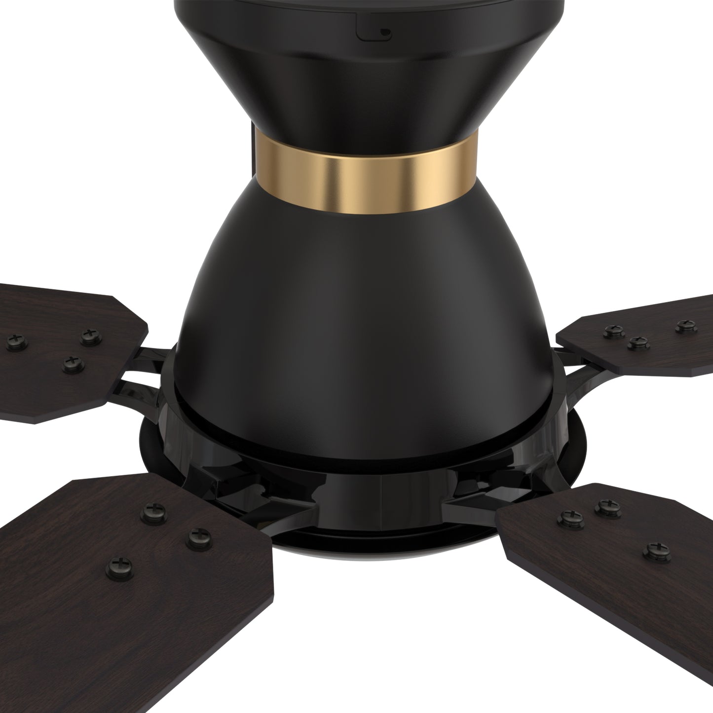 Carro ESPEAR 52 inch Flush Mount 5-Blade Smart Ceiling Fan with LED Light Kit & Remote - Black (Gold Detail) /Walnut & Barnwood (Reversible Blades)