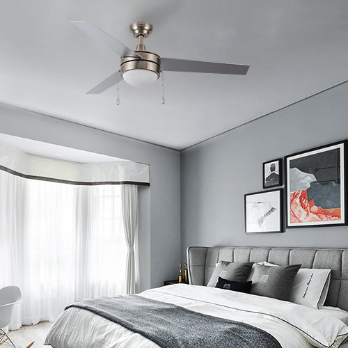 Carro USA EVERETT 52 Inch 3-Blade Ceiling Fan with Pull Chain-Brushed Nickel/Silver