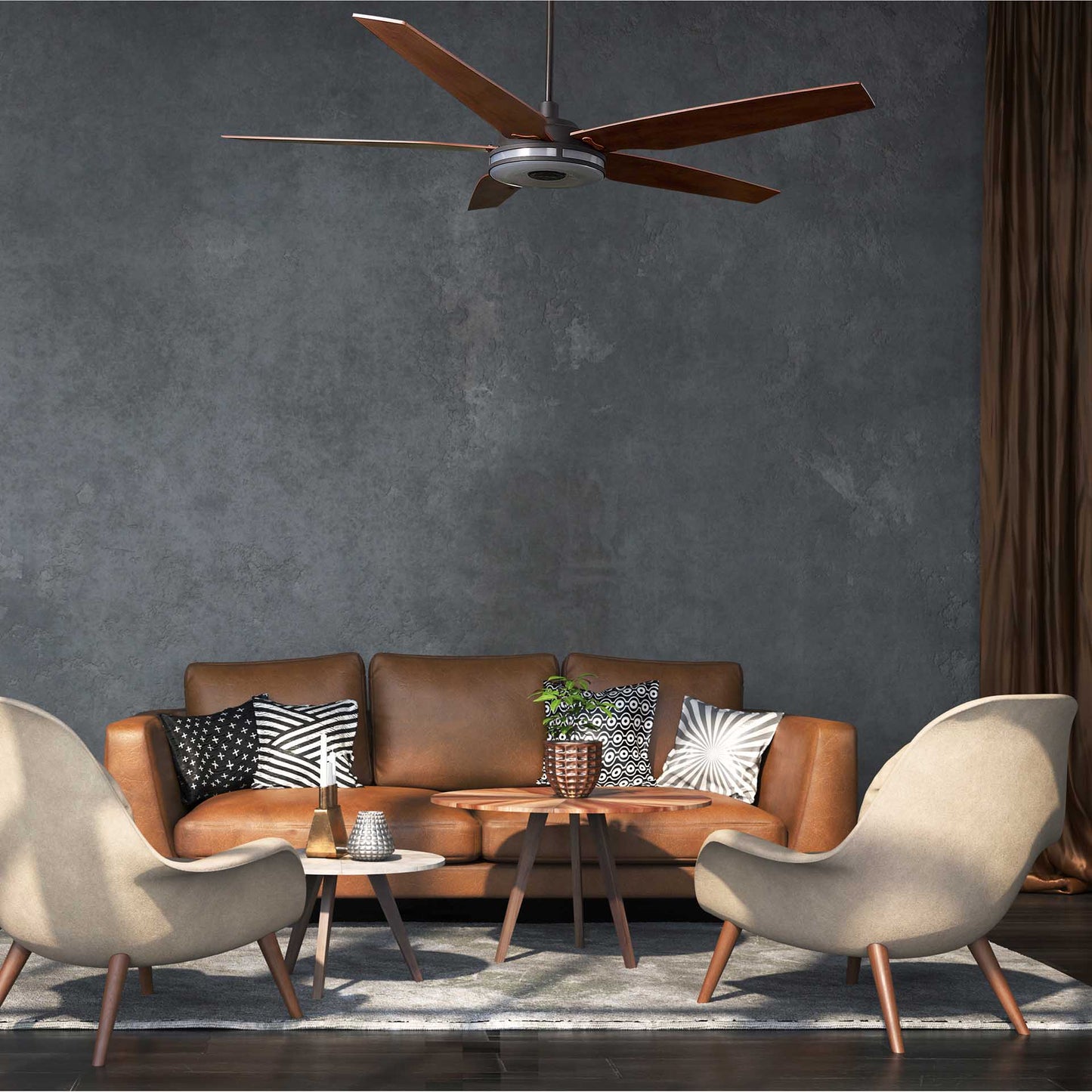 Carro ELIRA 56 inch 5-Blade Smart Ceiling Fan with LED Light Kit & Remote - Black/Wood Grain Pattern Fan Blades
