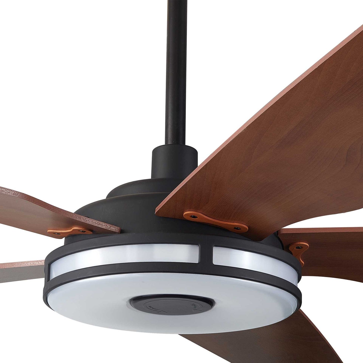 Carro ELIRA 56 inch 5-Blade Smart Ceiling Fan with LED Light Kit & Remote - Black/Wood Grain Pattern Fan Blades