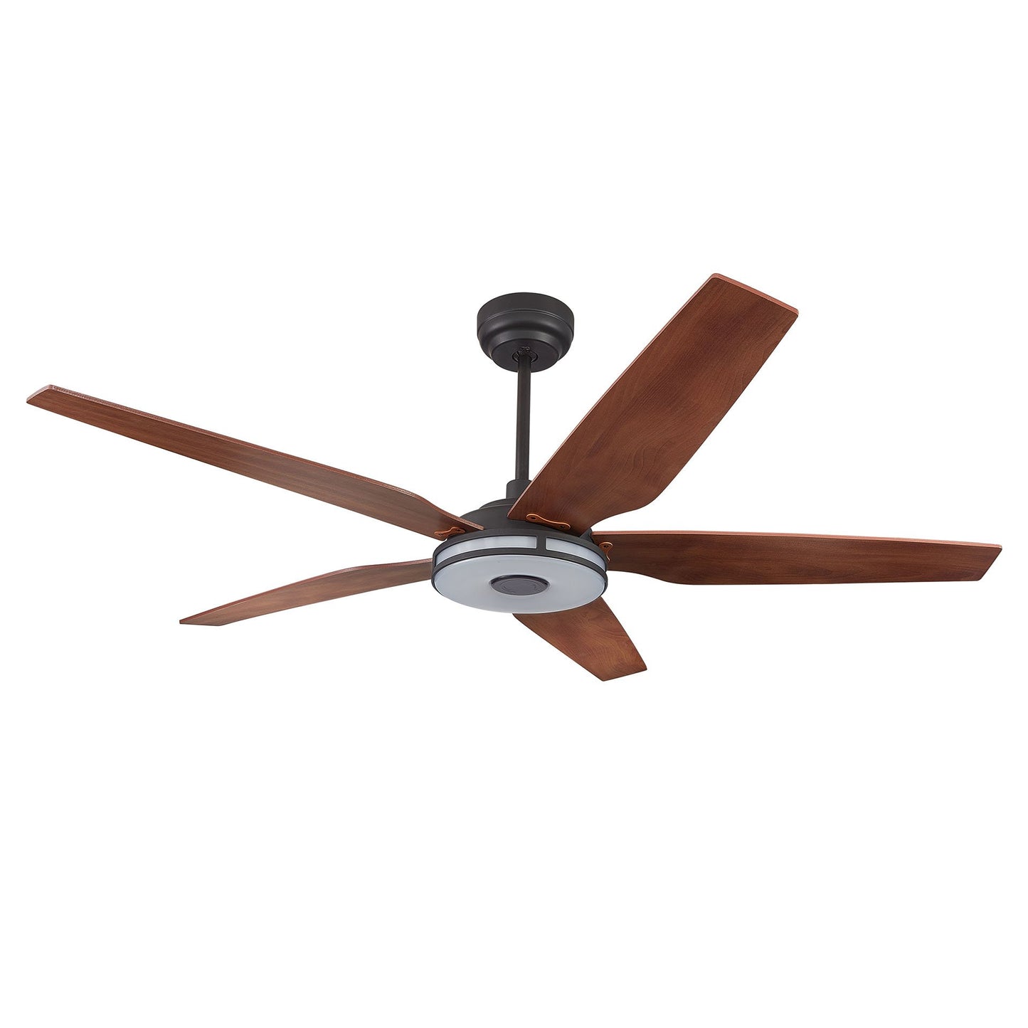 Carro ELIRA 56 inch 5-Blade Smart Ceiling Fan with LED Light Kit & Remote - Black/Wood Grain Pattern Fan Blades