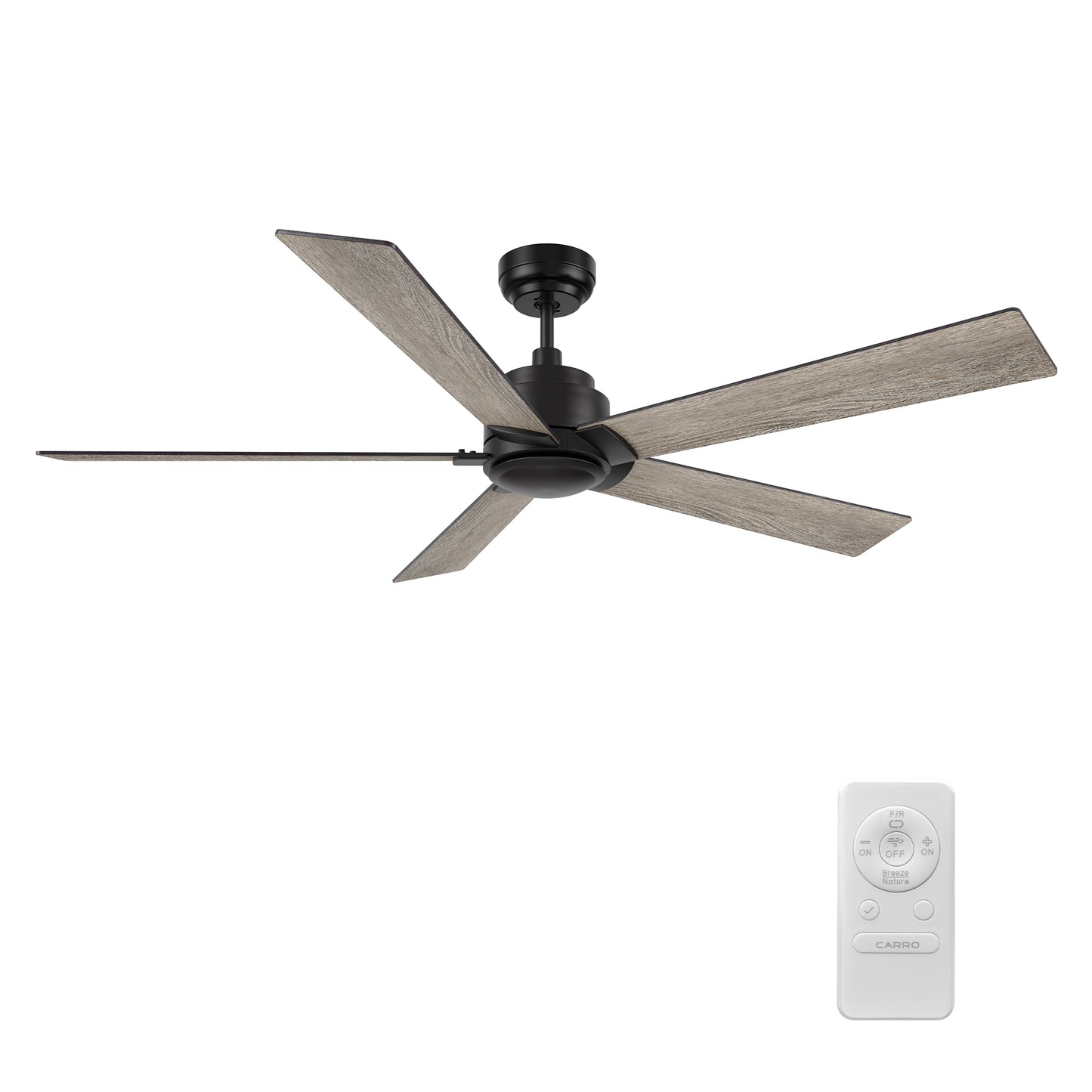 Lurgan 52 inch 5-Blade Ceiling Fan with Remote Control - Black/Barnwood & Walnut Reversible Blades (No Light)