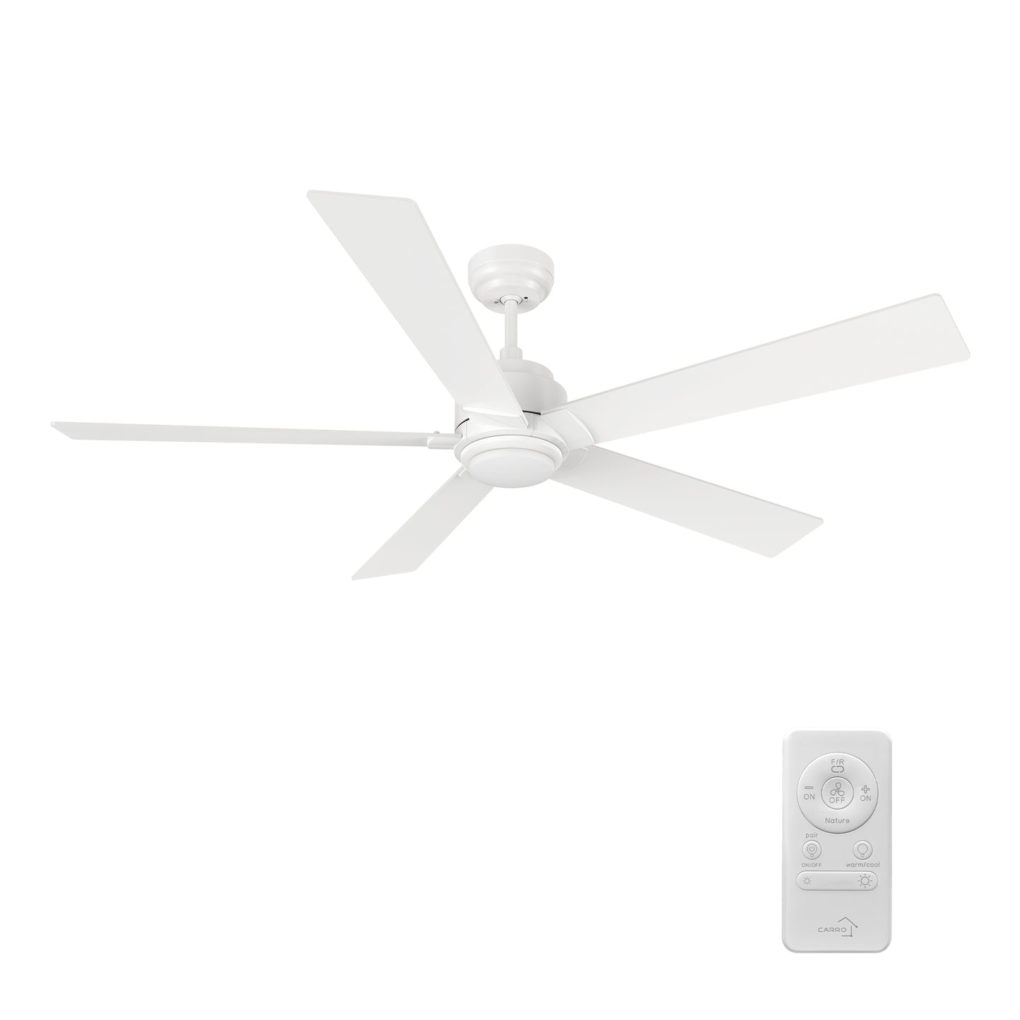 Chantal 60 inch 5-Blade Ceiling Fan with LED Light & Remote Control - White (Reversible Blades)