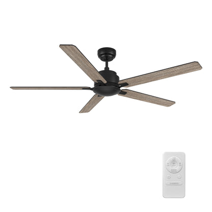 Dunkirk 60 inch 5-Blade Ceiling Fan with Remote Control - Black/Walnut & Barnwood (Reversible Blades) No Light Fan