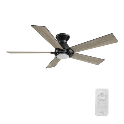 Clayton 52 inch 5-Blade Ceiling Fan with LED Light & Remote Control - Black/Walnut & Barnwood (Reversible Blades)