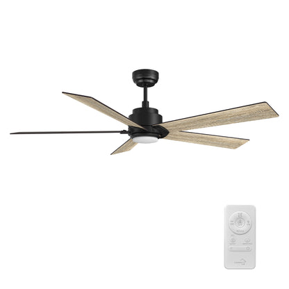 Chantal 60 inch 5-Blade Ceiling Fan with LED Light & Remote Control - Black/Walnut & Barnwood (Reversible Blades)