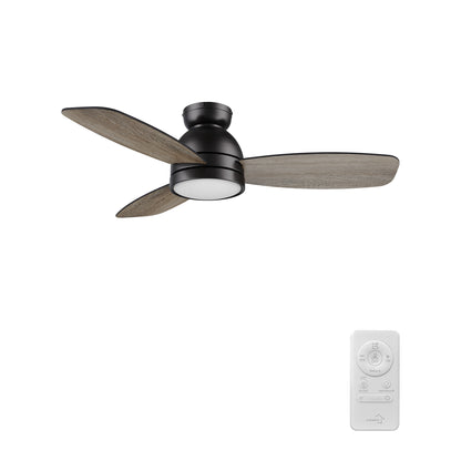 Rushmoor 44 inch 3-Blade Ceiling Fan with LED Light & Remote Control - Black