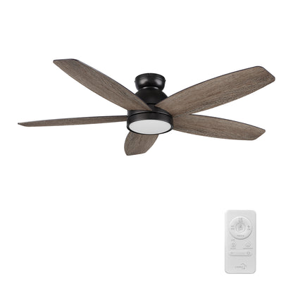 Webster 52 inch 5-Blade Ceiling Fan with LED Light Kit & Remote Control - Black