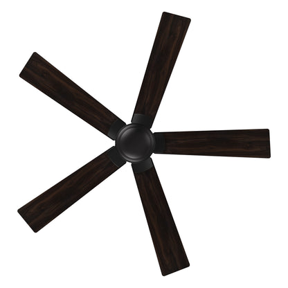 Wynston 52 inch 5-Blade Flush Mount Ceiling Fan with Remote Control - Black/Walnut & Black Reversible Blades (No Light)