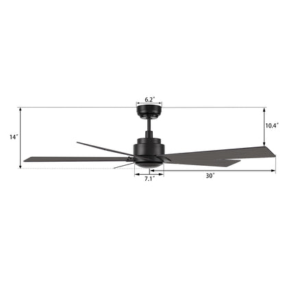 Lurgan 52 inch 5-Blade Ceiling Fan with Remote Control - Black/Barnwood & Walnut Reversible Blades (No Light)