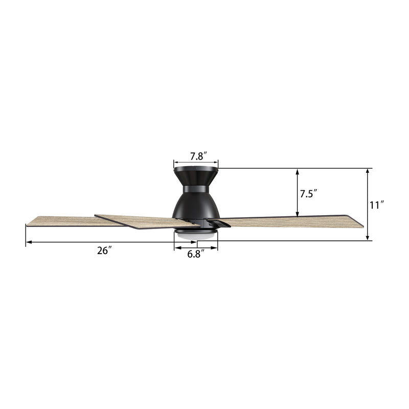 Clayton 52 inch 5-Blade Ceiling Fan with LED Light & Remote Control - Black/Walnut & Barnwood (Reversible Blades)
