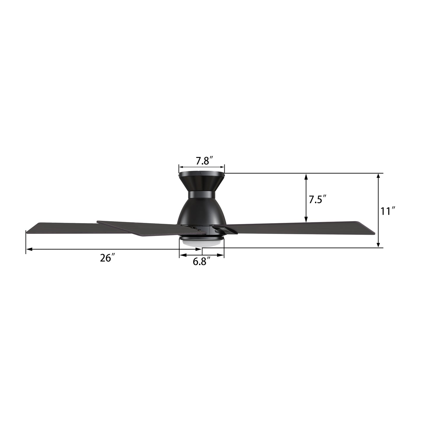 Clayton 52 inch 5-Blade Ceiling Fan with LED Light & Remote Control - Black/Walnut & Barnwood (Reversible Blades)