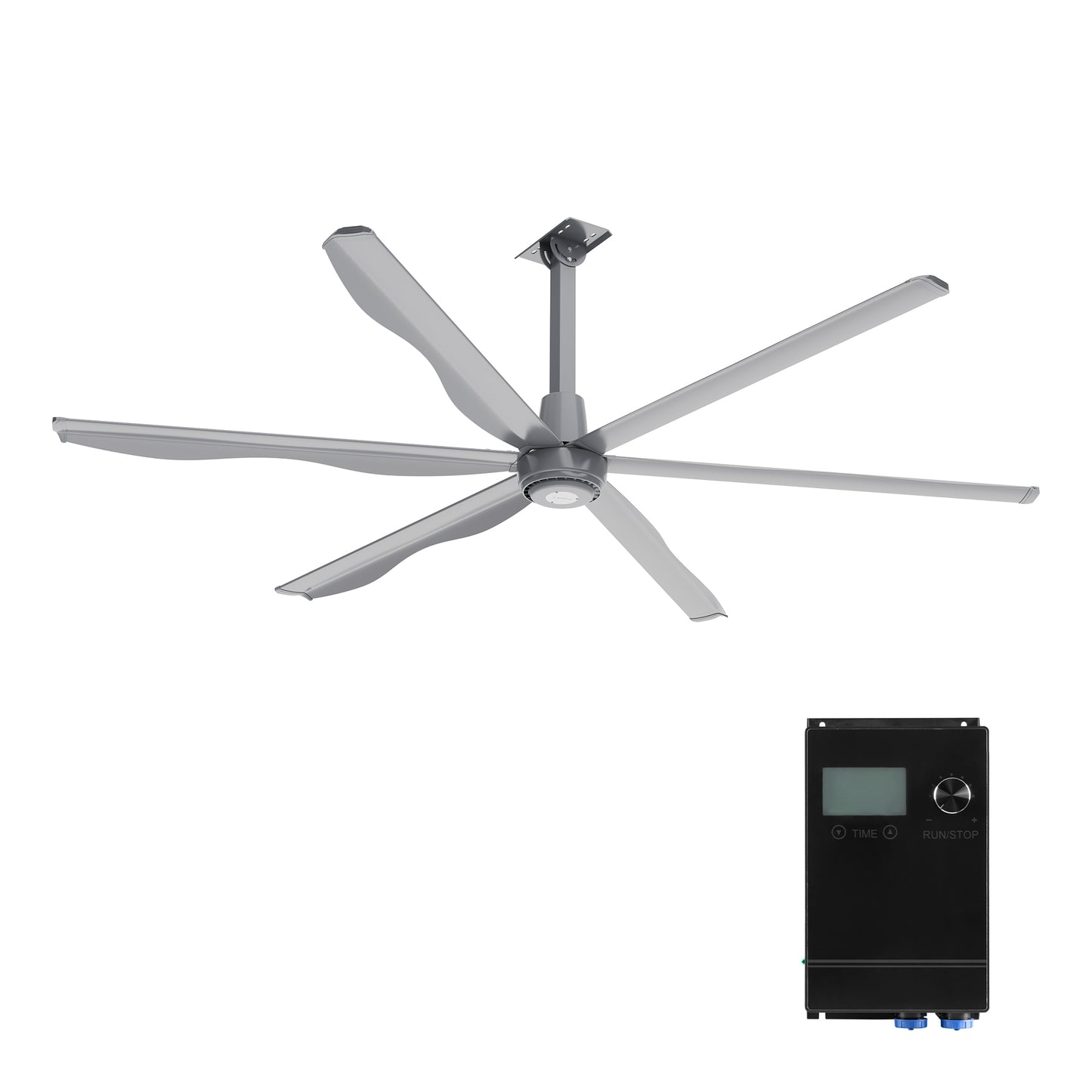 ZENON 6-Blade 10ft 120V Commercial HVLS Fan with Wall Control - Silver