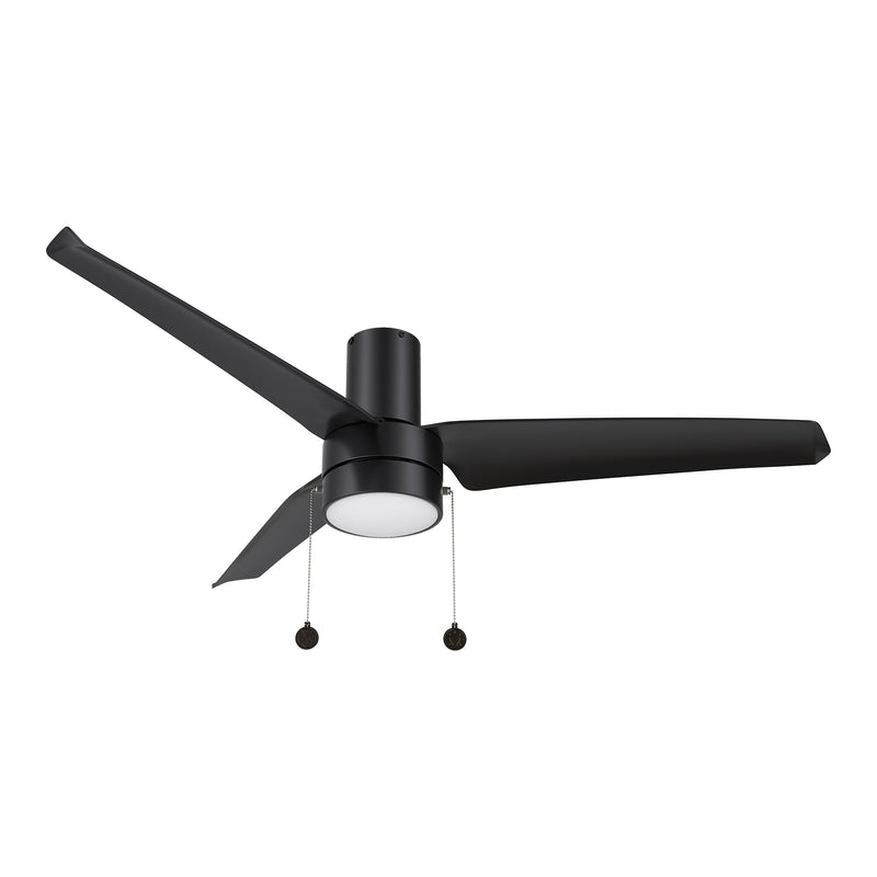 Carro USA REXTON 52 inch 3-Blade Flush Mount Ceiling Fan with Pull Chain - Black/Black