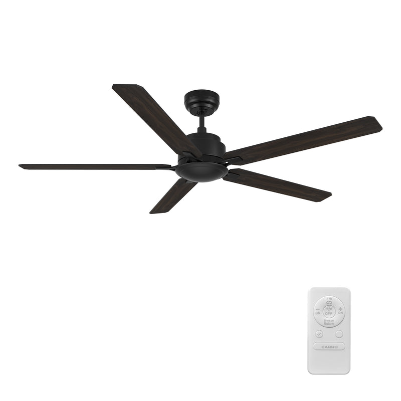 Dunkirk 60 inch 5-Blade Ceiling Fan with Remote Control - Black/Walnut & Barnwood (Reversible Blades)