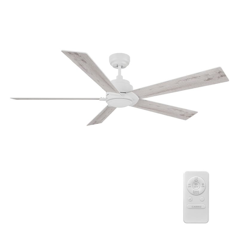 Lurgan 60 inch 5-Blade Ceiling Fan with Remote - White/Light Wood & White Reversible Blades (No Light)