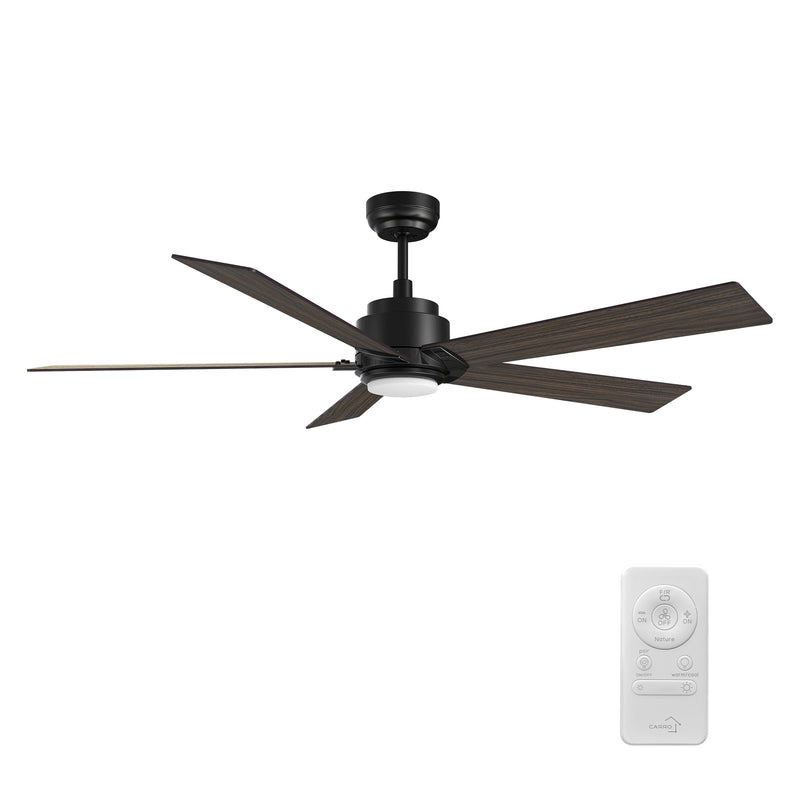 Chantal 60 inch 5-Blade Ceiling Fan with LED Light & Remote Control - Black/Walnut & Barnwood (Reversible Blades)