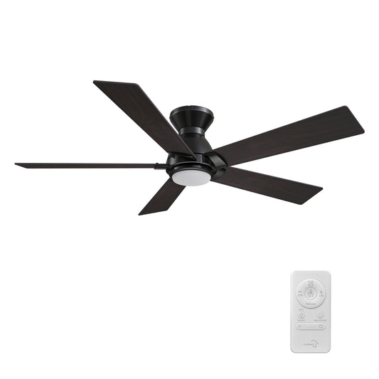 Clayton 52 inch 5-Blade Ceiling Fan with LED Light & Remote Control - Black/Walnut & Barnwood (Reversible Blades)