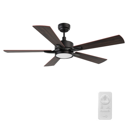 Surrey 56 inch 5-Blade Ceiling Fan with LED Light Kit & Remote Control- Black/Wood Finish (Reversible Blades)