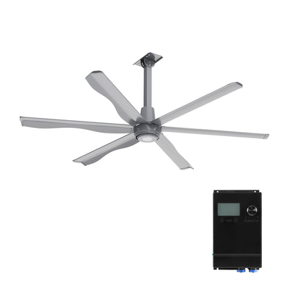 ZENON 6-Blade 8ft 120V Commercial HVLS Fan with Wall Control - Silver