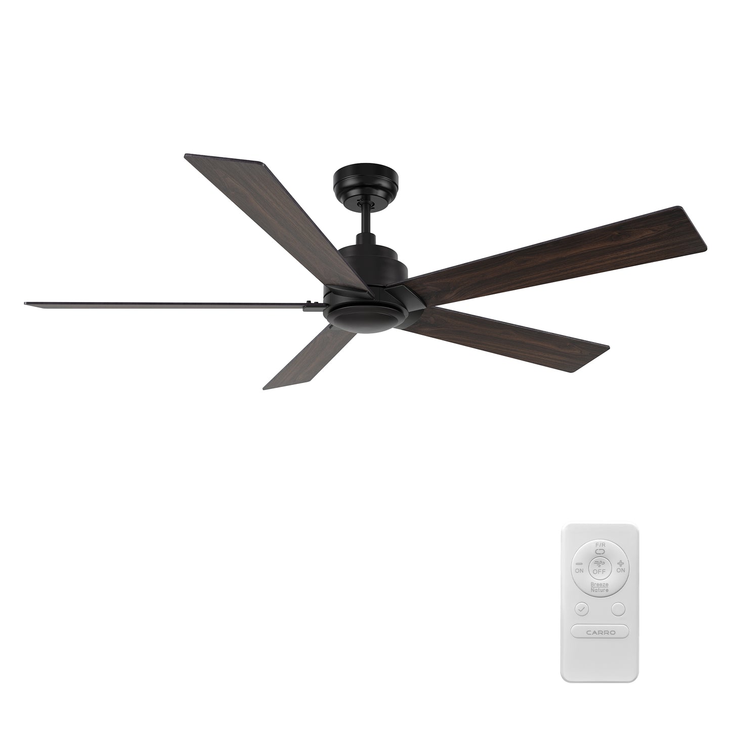 Lurgan 52 inch 5-Blade Ceiling Fan with Remote Control - Black/Barnwood & Walnut Reversible Blades (No Light)