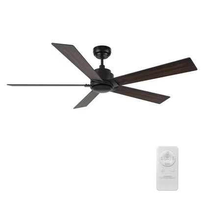 Lurgan 52 inch 5-Blade Ceiling Fan with Remote Control - Black/Barnwood & Walnut Reversible Blades (No Light)