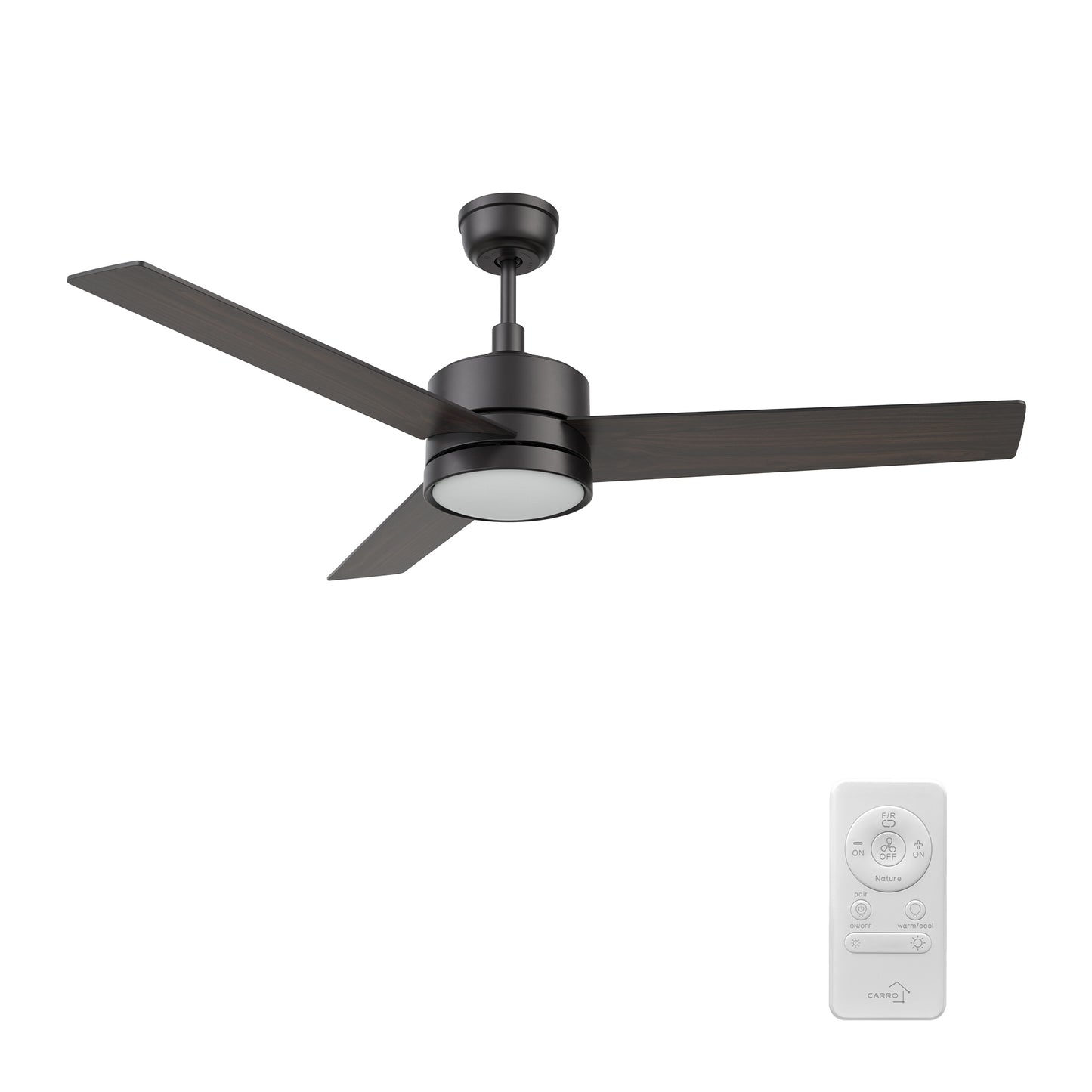 Valkyrie 52 inch 3-Blade Ceiling Fan with LED Light & Remote Control - Black