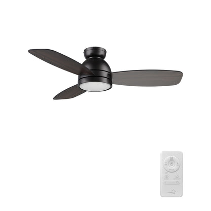 Rushmoor 44 inch 3-Blade Ceiling Fan with LED Light & Remote Control - Black