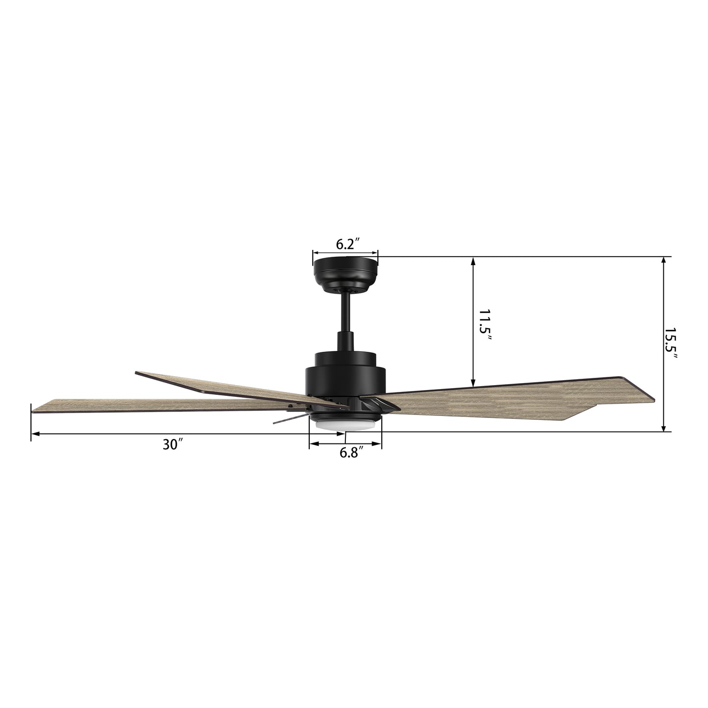 Chantal 60 inch 5-Blade Ceiling Fan with LED Light & Remote Control - Black/Walnut & Barnwood (Reversible Blades)