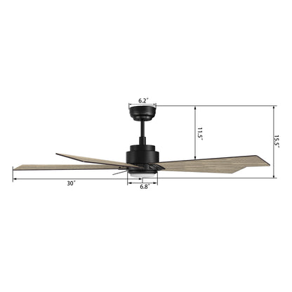 Chantal 60 inch 5-Blade Ceiling Fan with LED Light & Remote Control - Black/Walnut & Barnwood (Reversible Blades)