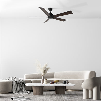 Lurgan 52 inch 5-Blade Ceiling Fan with Remote Control - Black/Barnwood & Walnut Reversible Blades (No Light)