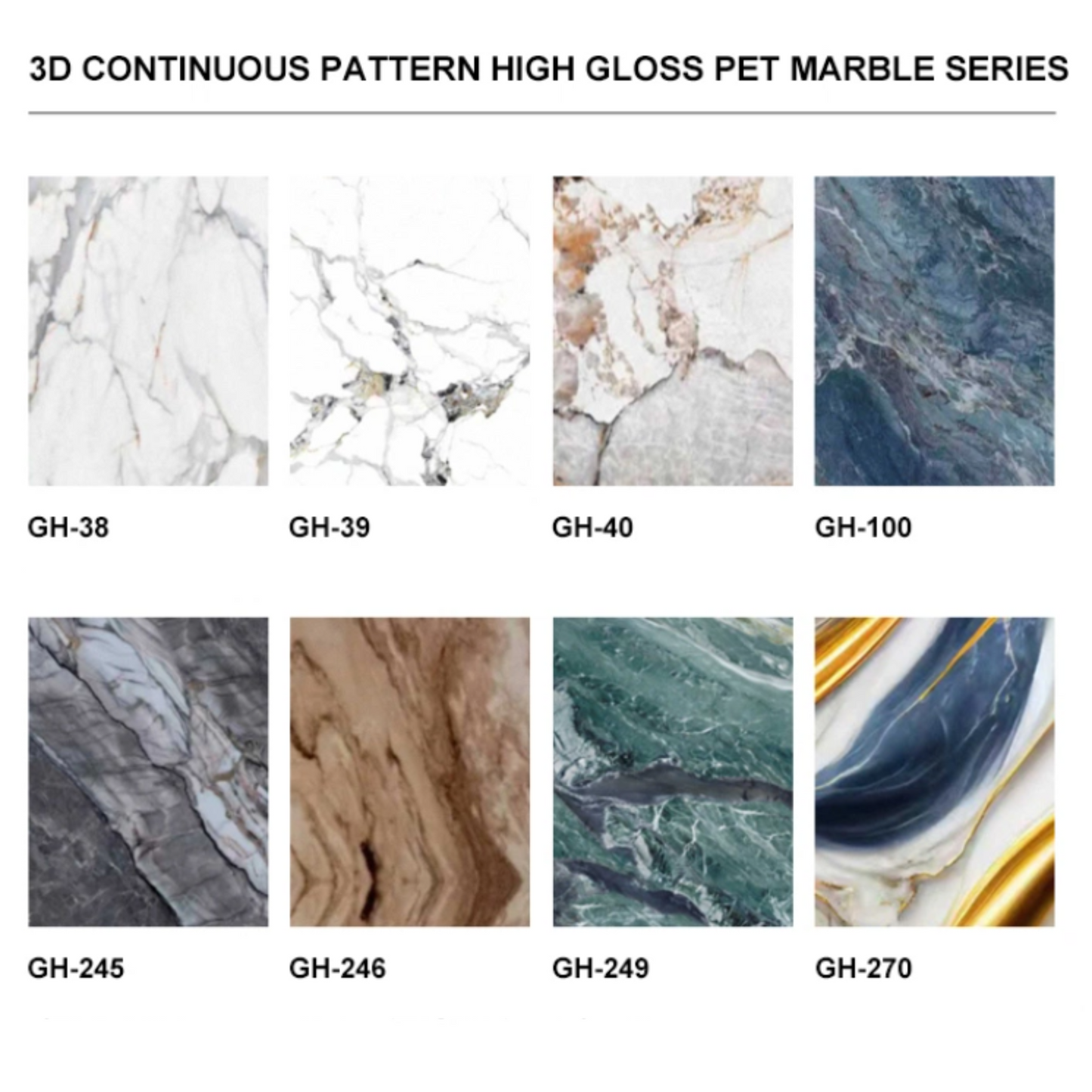 Carbon Crystal Decorative Wall Panels - 3D Continuous Pattern High Gloss PET Marble Series