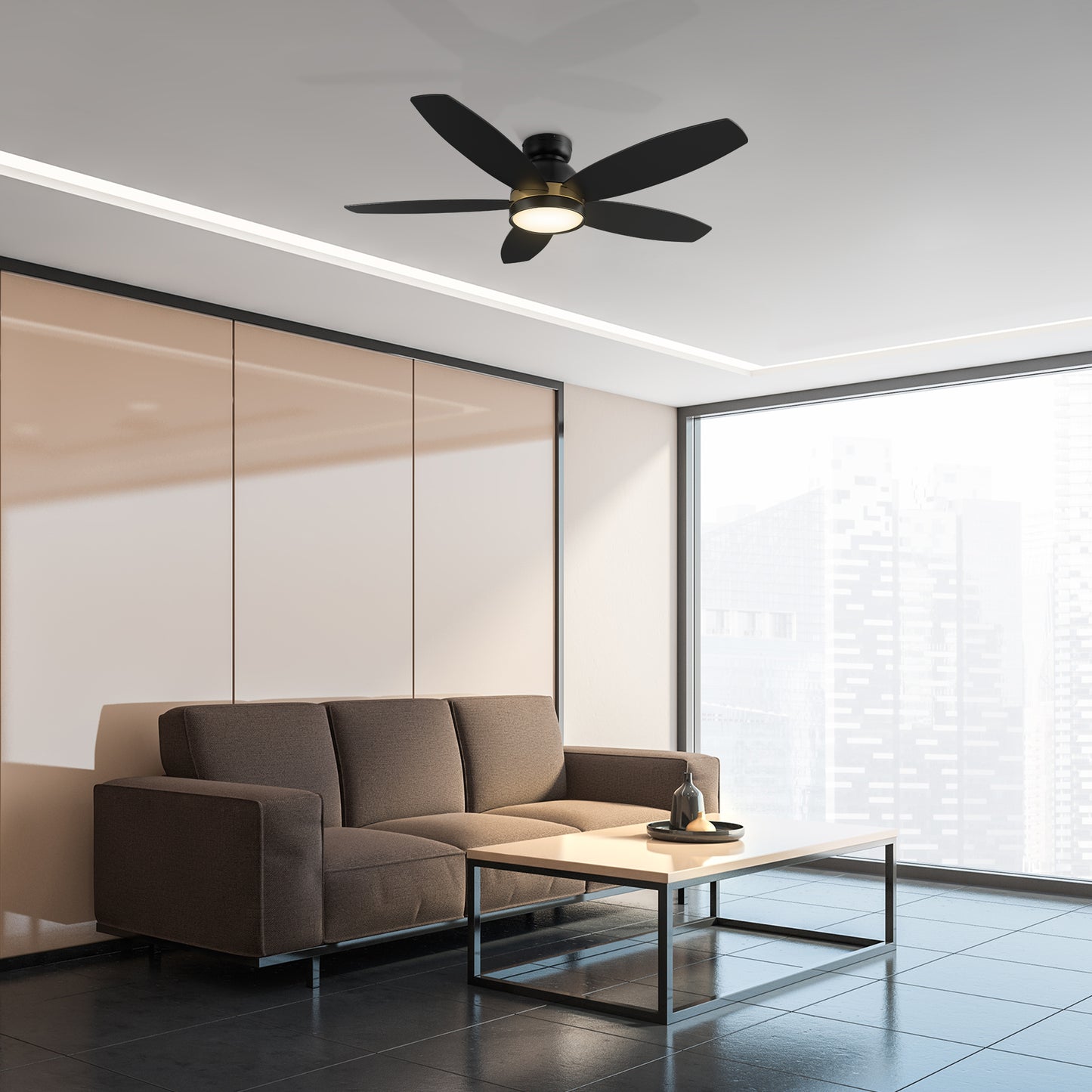 Webster 48 inch 5-Blade Ceiling Fan with LED Light Kit & Remote Control - Black