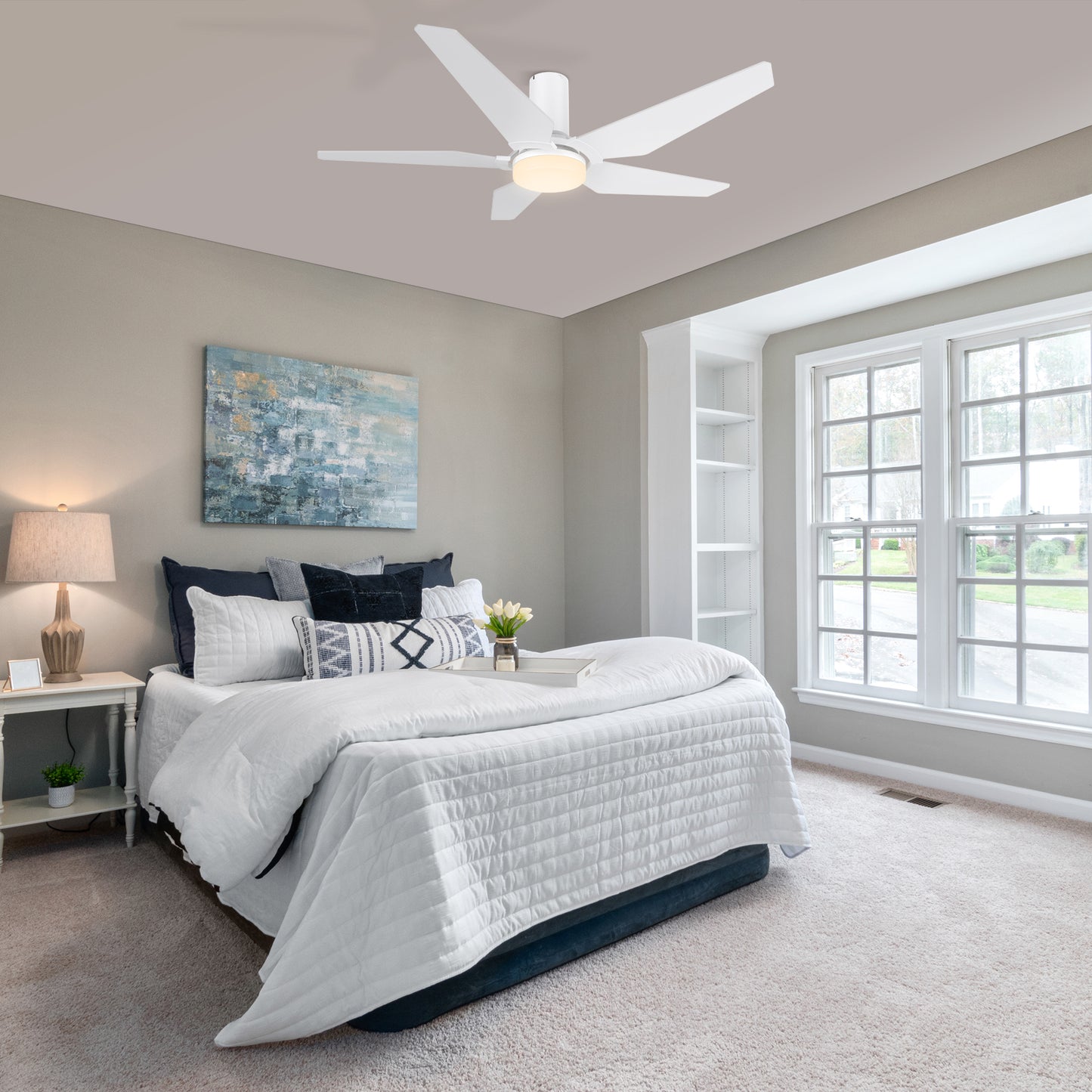 Lund 48 inch 5-Blade Ceiling Fan with LED Light Kit & Remote Control - White